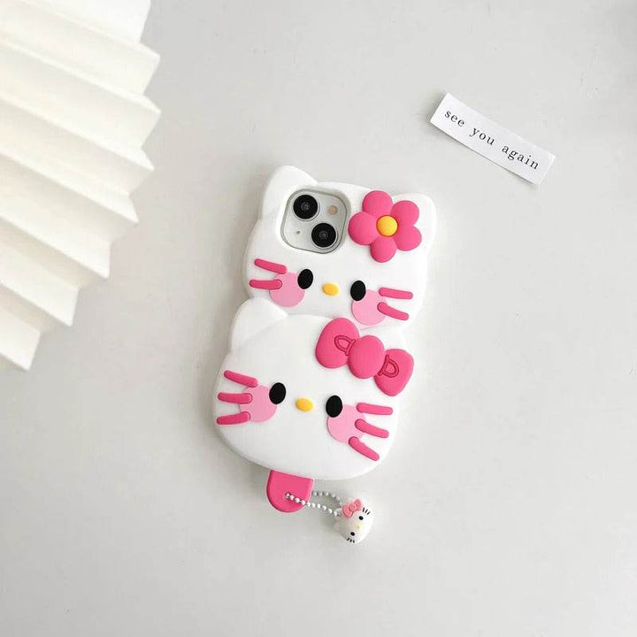 Cartoon Cute Ice Cream Sanrios Hello Kitty Stereoscopic Phone Case for IPhone Soft Silicone Back Cover - Leokee case