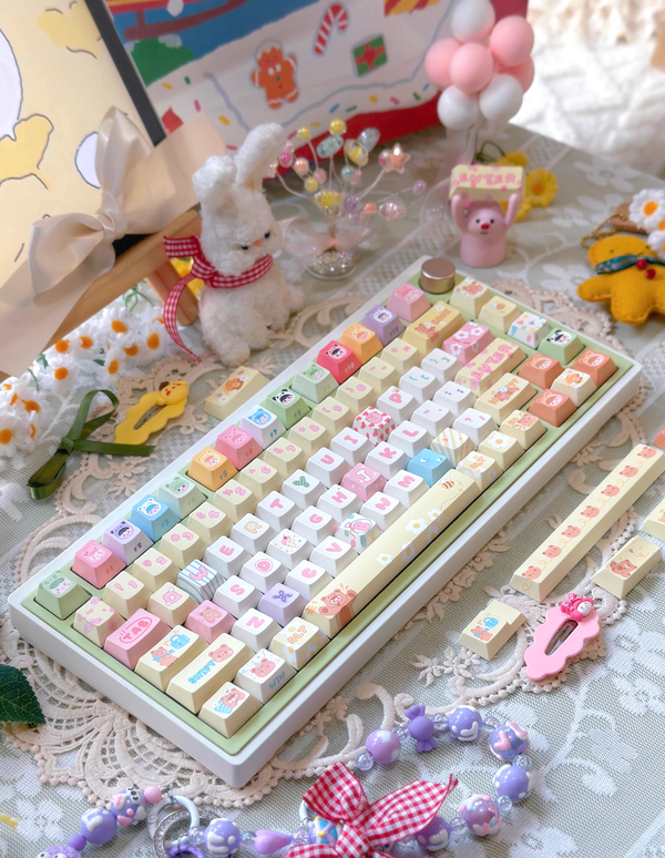 [In Stock] Sweet Bear Dye Sublimation PBT Cherry Profile Keycaps