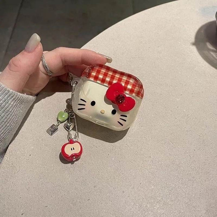Hello Kitty Earphone Case for Apple AirPods 4, 3, Pro, 2, 1 Wireless Bluetooth Headset Protection Cover Apple Keychain - Leokee case