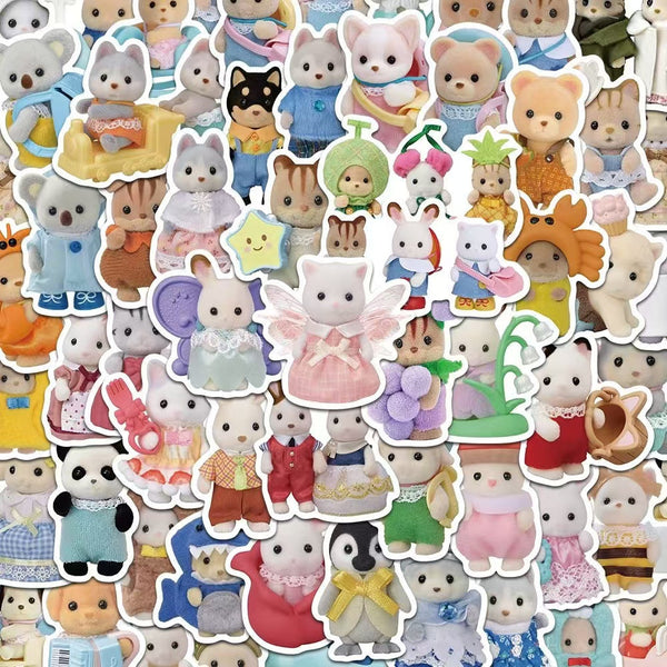 100 Pcs Sylvanian Families DIY Waterproof Stickers
