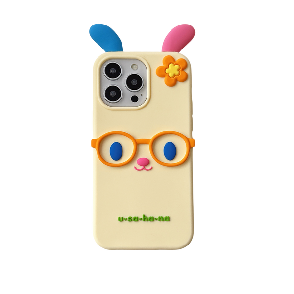Glasses Bunny Phone Case - Adorable Smart Rabbit with Spectacles iPhone Protection