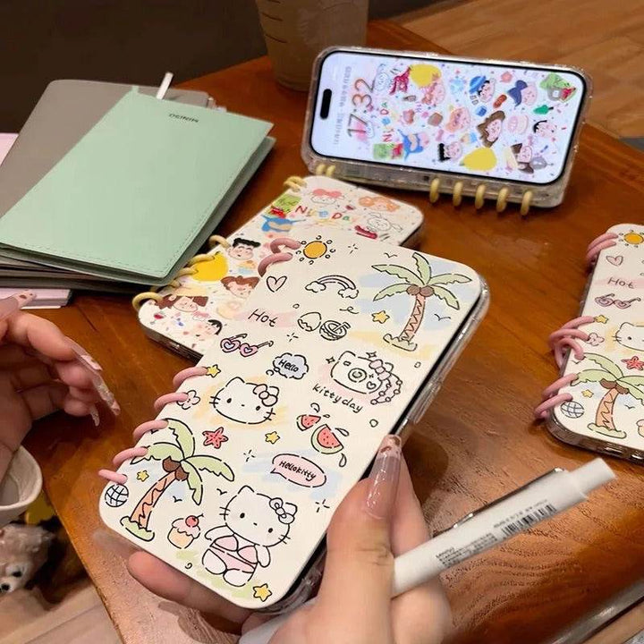 For Samsung Graffiti Hello Kitty Flip 3D Notebook Holder Phone Case - Leokee case