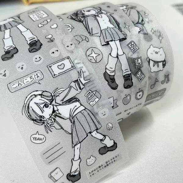 【Limited Edition】 1M Little Me Cute Girl Flash Sand Sticker Roll