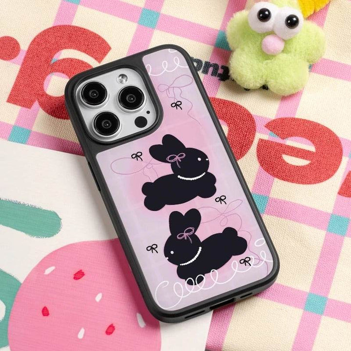 Ins Cute Bowknot Pink Rabbit Phone Case - Leokee case