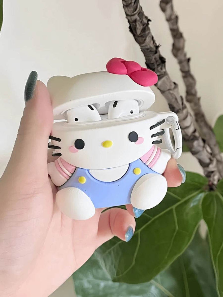 Sanrio 1pc Cute Cartoon 3D Kitty Cat Pattern Silicone Soft Case Cover Compatible With Apple 1/2/Pro/3/Pro2/4, Compatible With Wireless Bluetooth Headphones (Headphones Not Included) - Leokee case