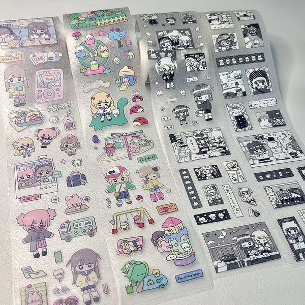 Cartoon Girl Character Flash Sticker Roll