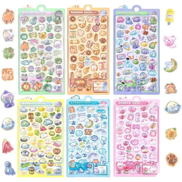 6pcs, 300+ Cute Cartoon Animal 3D Embossed Stickers, Perfect for DIY Phone Cases, Notebooks, Scrapbooks, Journals, Laptops, and Other Smooth Surfaces, Ideal Gift for Friends