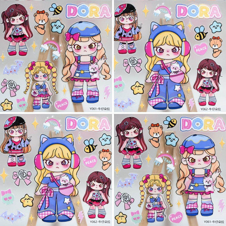 Dora Hot-selling Pop Mart Embossed Stickers diy Cute Phone Water Cup Decoration - Leokee case