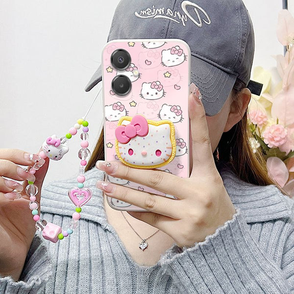 Suitable for Samsung A06 mobile phone case powder holder bow literary KT cat love Internet celebrity bracelet