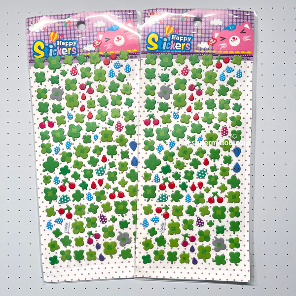 2 Sheets Lucky Clover 3D Deco Stickers