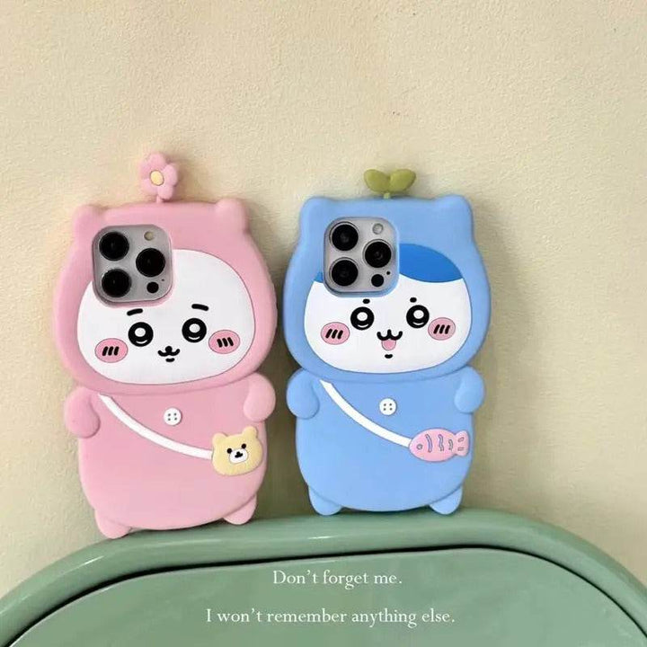Cute Cartoon 3D Chiikawas Hatchi Phone Case For iPhone 15 14 13 12 Pro Max 11 Stereoscopic Cute Soft Silicone Cover - Leokee case