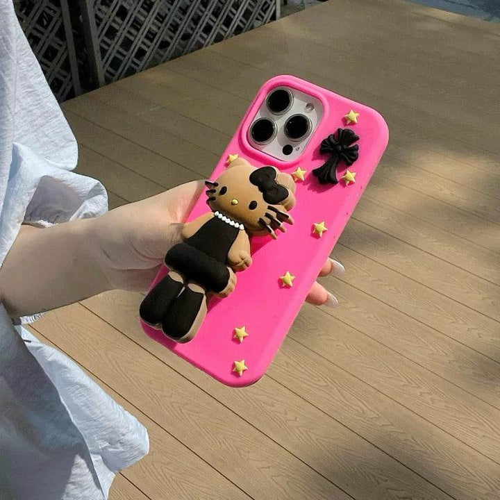 Black Leather Long Legs Hellokittys Phone Case - Leokee case