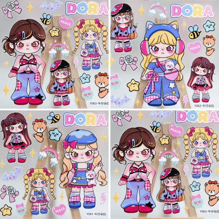 Dora Hot-selling Pop Mart Embossed Stickers diy Cute Phone Water Cup Decoration - Leokee case