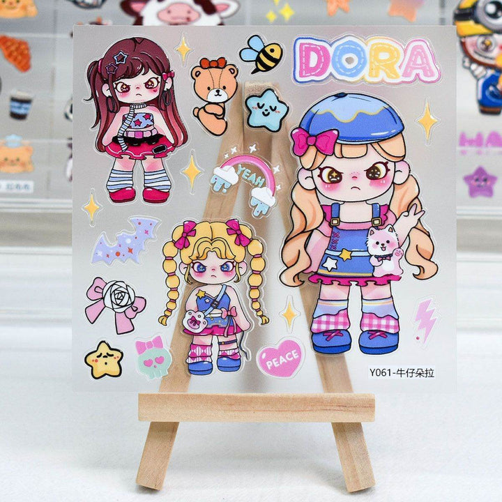Dora Hot-selling Pop Mart Embossed Stickers diy Cute Phone Water Cup Decoration - Leokee case