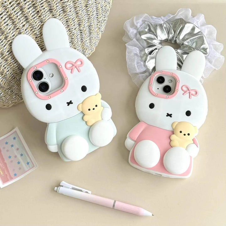 Blue White Pink Miffy Bunny Phone Case - Leokee case