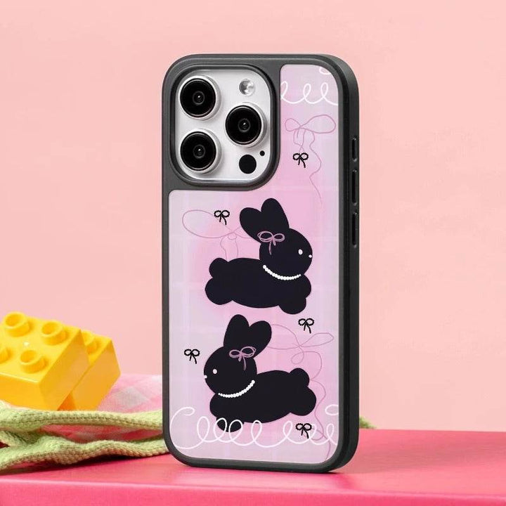 Ins Cute Bowknot Pink Rabbit Phone Case - Leokee case