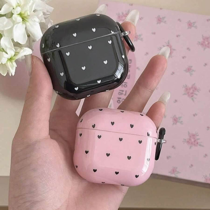 Pink Polka Dot Simple Design Earphones Case + Hanging Ring Set, Suitable Compatible With Apple AirPodsPro2/AirPodsPro/AirPods4/AirPods3/AirPods2 - Leokee case