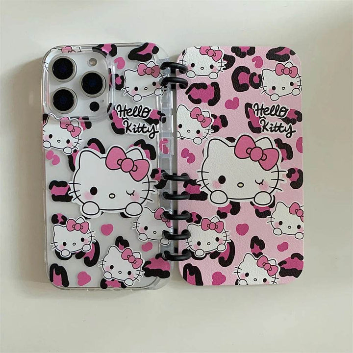 Phone Case for iPhone Silicone Cover Cartoon Protection Funda with Card Slot Hello Kitty KT Lovely Bear - Leokee case