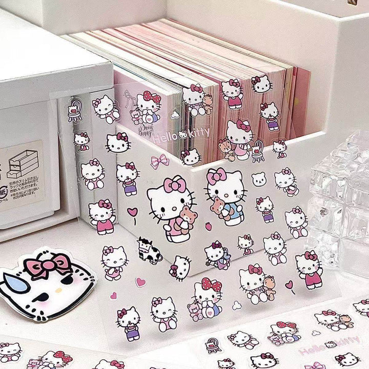 Cartoon Cat Pen Holder Waterproof Transparent Sticker High Appearance Cute ins Wind Decorative Stickers - Leokee case