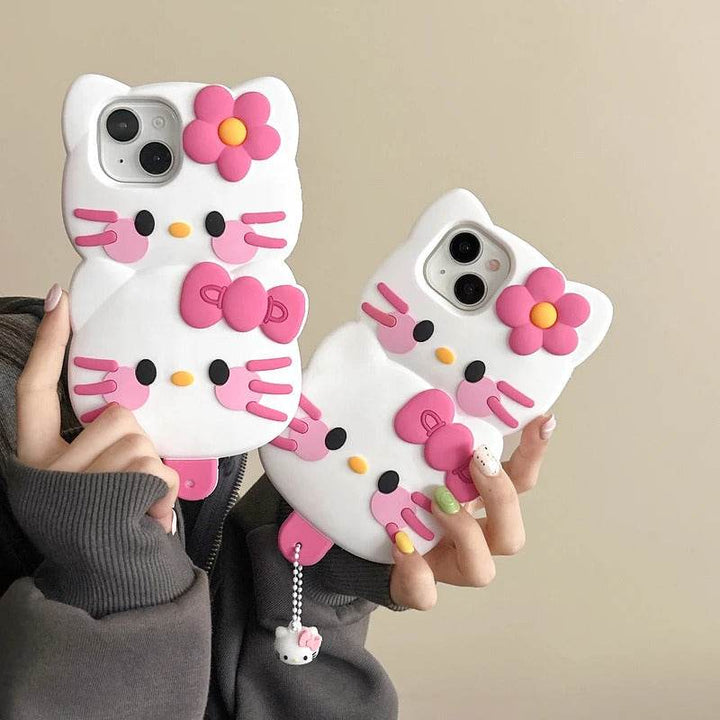 Cartoon Cute Ice Cream Sanrios Hello Kitty Stereoscopic Phone Case for IPhone Soft Silicone Back Cover - Leokee case