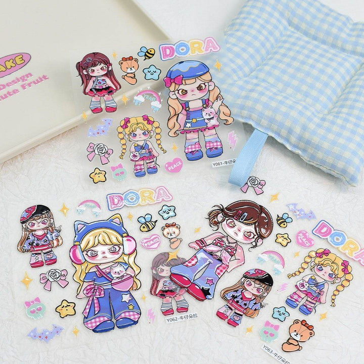 Dora Hot-selling Pop Mart Embossed Stickers diy Cute Phone Water Cup Decoration - Leokee case