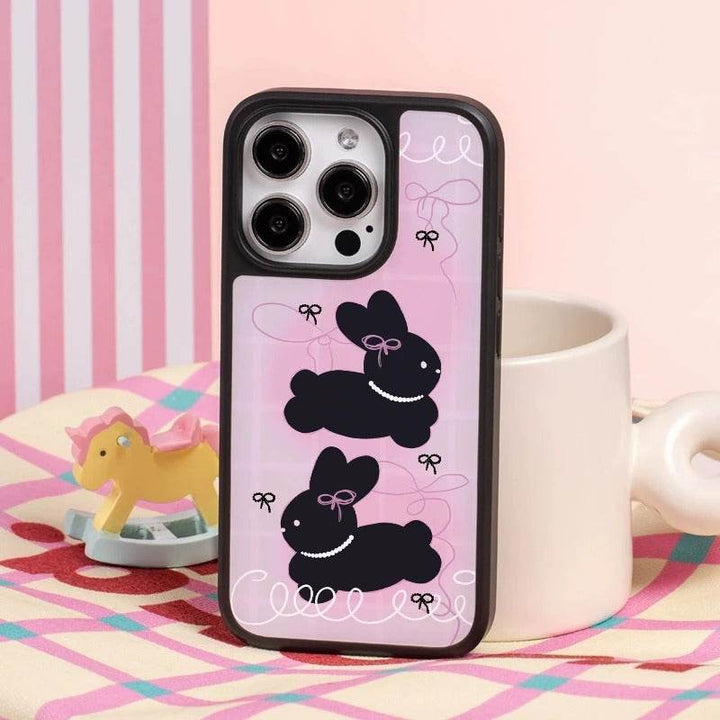 Ins Cute Bowknot Pink Rabbit Phone Case - Leokee case