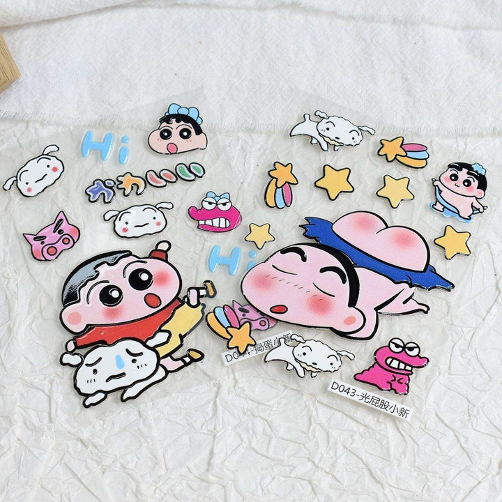 Crayon Shin-chan Cartoon Cute Embossed Stickers for Phones, Tablets, Journals, and Water Bottles, Waterproof Embossed Stickers - Leokee case