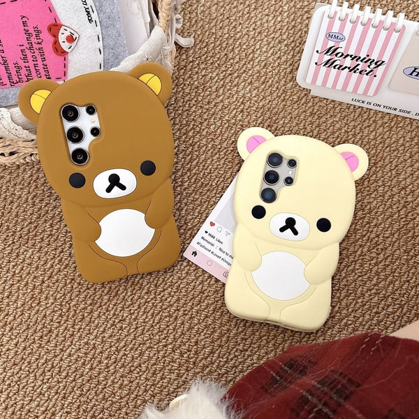 Cartoon 3D Cute Rilakkuma Suitable for Samsung S25ultra Phone case S24All-Inclusive Drop-Resistant S23+Soft Rubber