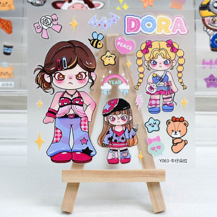 Dora Hot-selling Pop Mart Embossed Stickers diy Cute Phone Water Cup Decoration - Leokee case