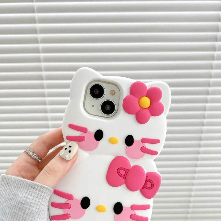 Cartoon Cute Ice Cream Sanrios Hello Kitty Stereoscopic Phone Case for IPhone Soft Silicone Back Cover - Leokee case