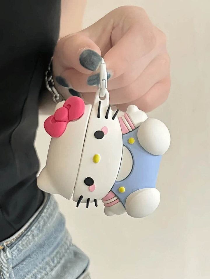 Sanrio 1pc Cute Cartoon 3D Kitty Cat Pattern Silicone Soft Case Cover Compatible With Apple 1/2/Pro/3/Pro2/4, Compatible With Wireless Bluetooth Headphones (Headphones Not Included) - Leokee case