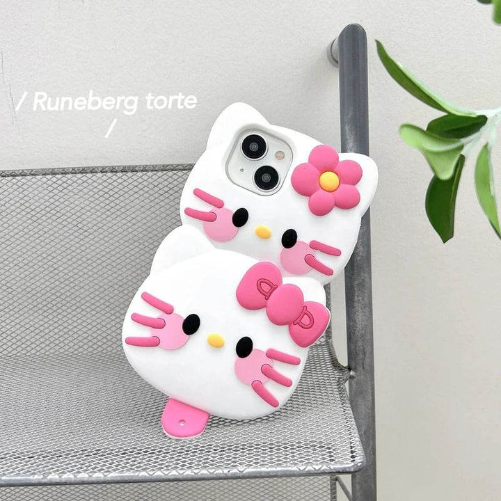 Cartoon Cute Ice Cream Sanrios Hello Kitty Stereoscopic Phone Case for IPhone Soft Silicone Back Cover - Leokee case