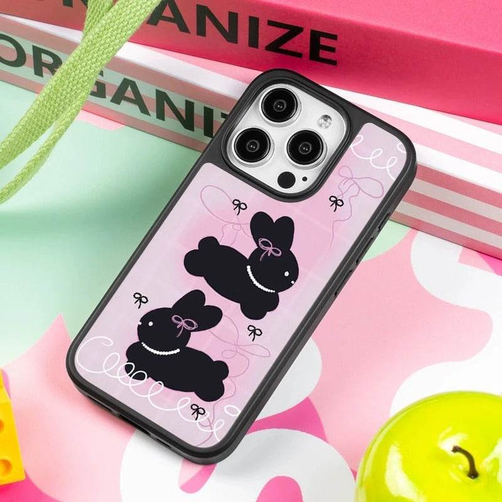 Ins Cute Bowknot Pink Rabbit Phone Case - Leokee case