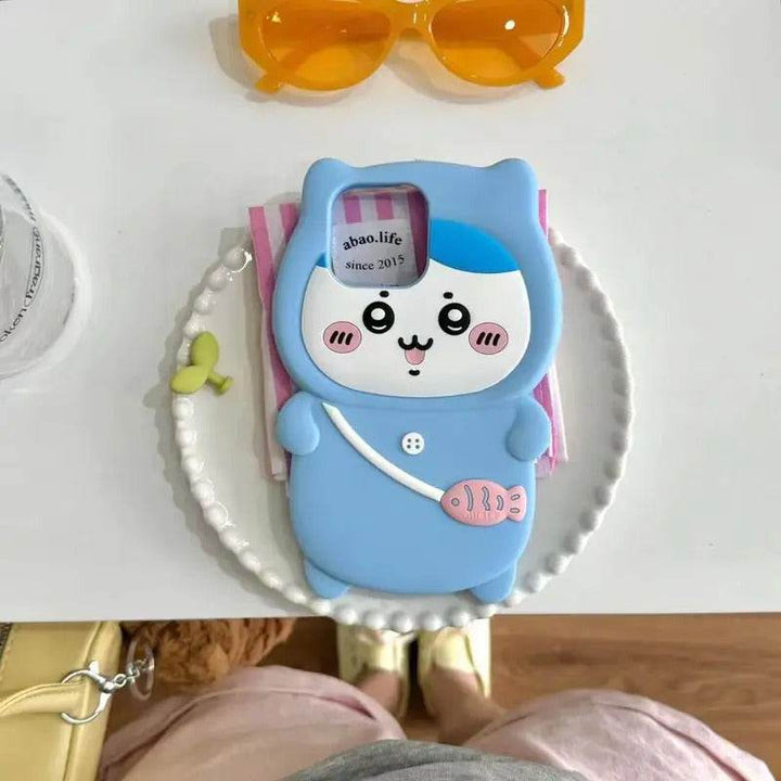 Cute Cartoon 3D Chiikawas Hatchi Phone Case For iPhone 15 14 13 12 Pro Max 11 Stereoscopic Cute Soft Silicone Cover - Leokee case