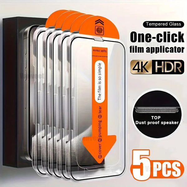 Tempered Glass Screen Protector For iPhone 16 15 14 13 12 11 17 Pro Max 16e Protective Film iPhone16 Pro Max XR X XS 7 8 16Plus