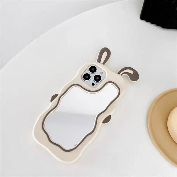 Cute Bunny Ears Mirror Phone Case For iPhone 16 15 14 Plus 13 12 11 Pro Max Shockproof Silicone Case - Leokee case