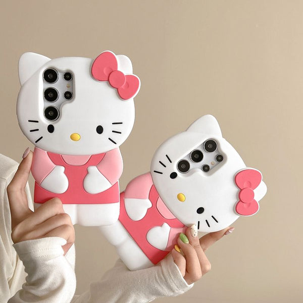 Bow kt Cat Samsung s24ultra Phone Case All Inclusive s23Plus Soft Rubber s22New s21fe Female20