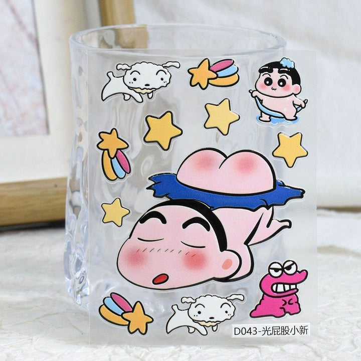 Crayon Shin-chan Cartoon Cute Embossed Stickers for Phones, Tablets, Journals, and Water Bottles, Waterproof Embossed Stickers - Leokee case