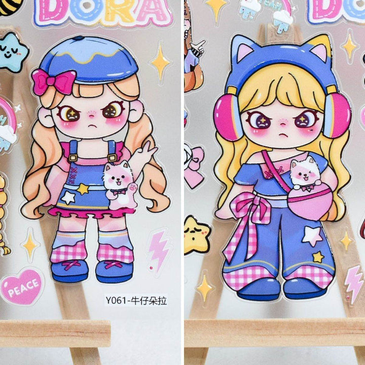 Dora Hot-selling Pop Mart Embossed Stickers diy Cute Phone Water Cup Decoration - Leokee case