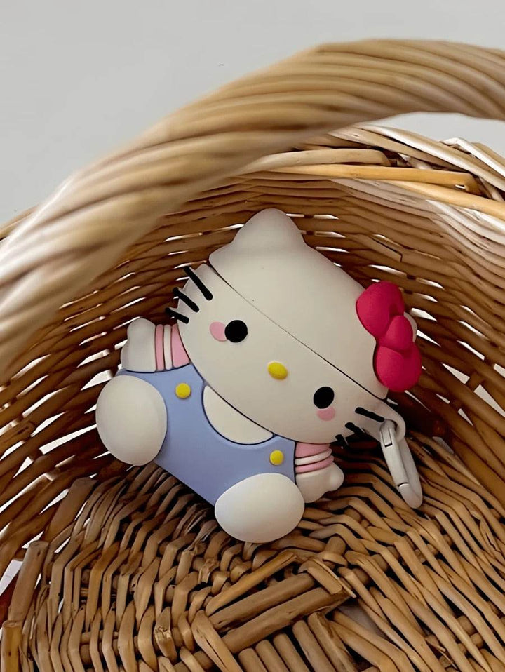 Sanrio 1pc Cute Cartoon 3D Kitty Cat Pattern Silicone Soft Case Cover Compatible With Apple 1/2/Pro/3/Pro2/4, Compatible With Wireless Bluetooth Headphones (Headphones Not Included) - Leokee case