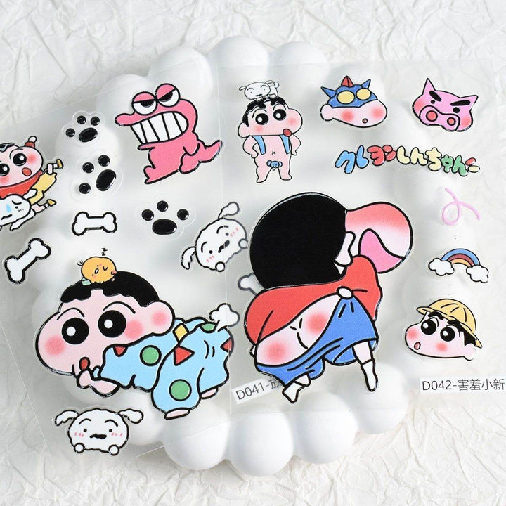 Crayon Shin-chan Cartoon Cute Embossed Stickers for Phones, Tablets, Journals, and Water Bottles, Waterproof Embossed Stickers - Leokee case