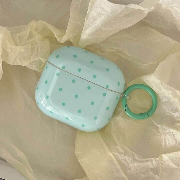 Pink Polka Dot Simple Design Earphones Case + Hanging Ring Set, Suitable Compatible With Apple AirPodsPro2/AirPodsPro/AirPods4/AirPods3/AirPods2 - Leokee case