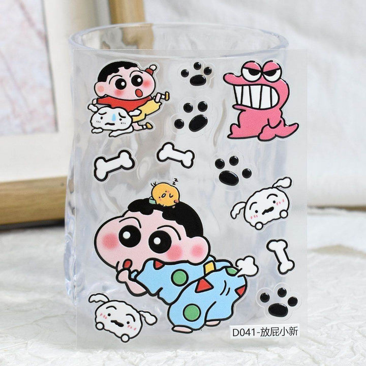 Crayon Shin-chan Cartoon Cute Embossed Stickers for Phones, Tablets, Journals, and Water Bottles, Waterproof Embossed Stickers - Leokee case