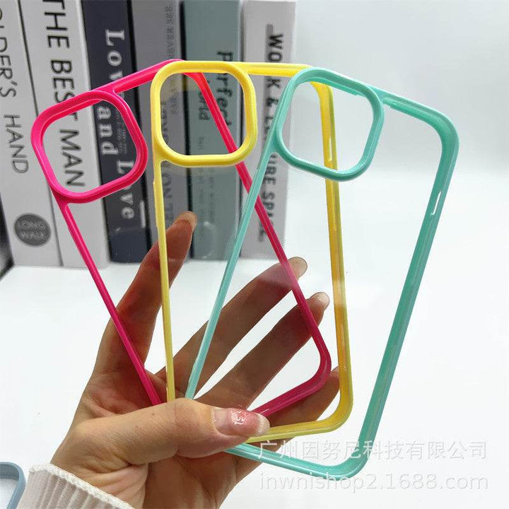 Colorful Border Groove Shell Resin Cream Glue DIY Phone Case - Leokee case