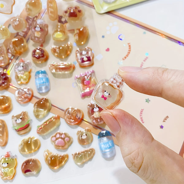 2-Pack, 5-Pack Cute Cartoon 3D Stickers, Suitable for Mobile Phones, Laptops and Tablet Decoration - DIY Style, Multicolor