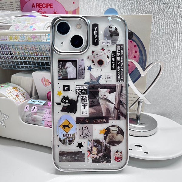 Cat Themed Handmade Sticker Phone Case Samsung Case