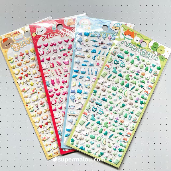 Cute Mini 3D Cartoon Bubble Animal Sticker Set of 4