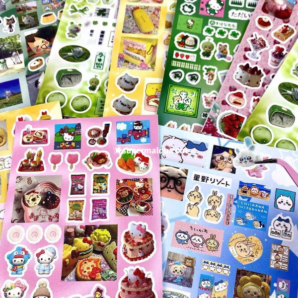 Cute Laser Retro Japanese Chiikawa Kitty Toro Stickers Set of 9