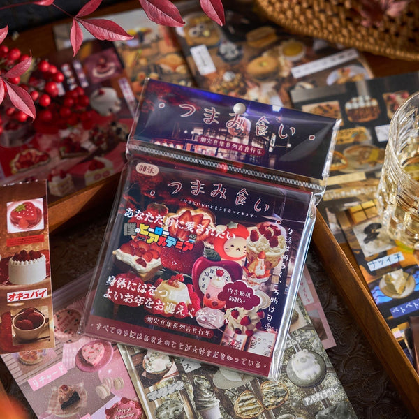 30 Sheets Fireworks Food Collection Retro Japanese Sticker Book