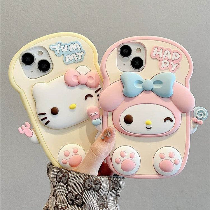 Cartoon kitty all-inclusive cell phone case - Leokee case